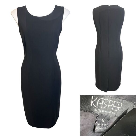 Kasper Dresses & Skirts - Kasper dress size‎ 6 sleeveless black sheath career office classic church -2